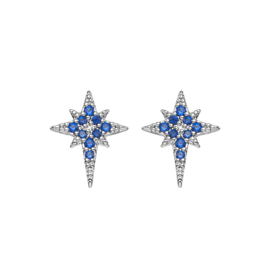Cosima Star Stud Earrings Silver & Blue