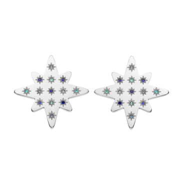 🎁 Kiki Silver Multi-Blue Star Stud Earrings (100% off)
