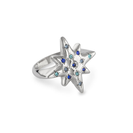 Willow Silver Multi-Blue Chunky Star Ring