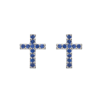 Camilla Cross Stud Earrings Silver & Blue