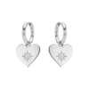 Lucinda Silver Crystal Chunky Heart Hoop Earrings