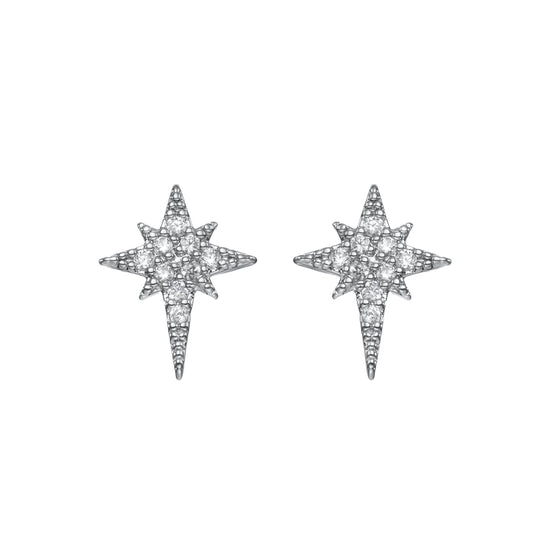 Cosima Star Stud Earrings Silver & Crystal