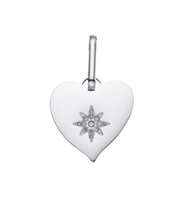 Millie Silver Crystal Chunky Heart Pendant Charm