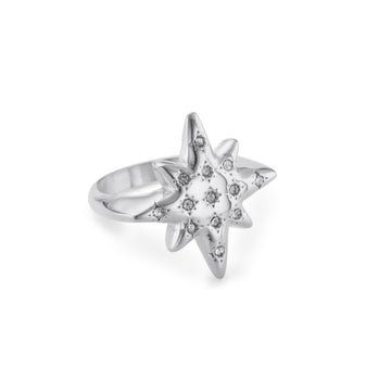 Willow Silver Crystal Chunky Star Ring SIZE P