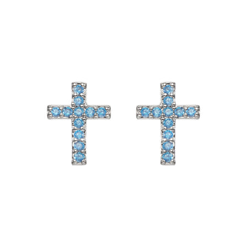 Camilla Cross Stud Earrings Silver & Turqouise