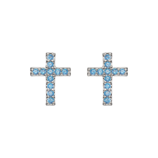 Camilla Cross Stud Earrings Silver & Turqouise