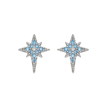 Cosima Star Stud Earrings Silver & Turqouise