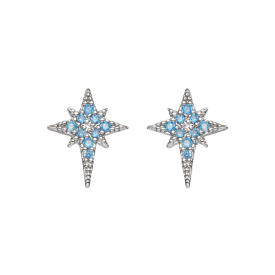Cosima Star Stud Earrings Silver & Turqouise