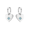 Lucinda Silver Turqouise Chunky Heart Hoop Earrings