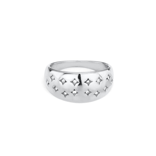 Isabel Silver Crystal Chubby Star Ring