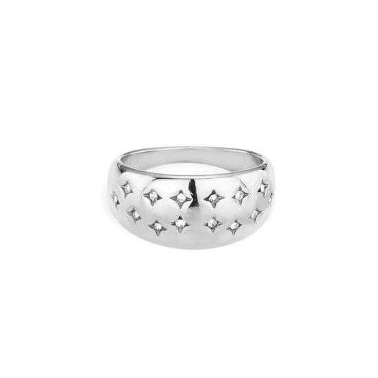 Isabel Silver Crystal Chubby Star Ring size L