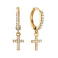 Camilla Crystal Gold Cross Huggie Earrings