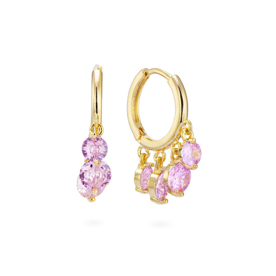 Delilah Pink Gold Waterfall Huggie Earrings