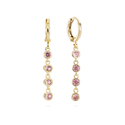 Evie C Pink Droplet Huggie Hoops