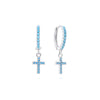 Camilla Turquoise Silver Cross Huggie Earrings